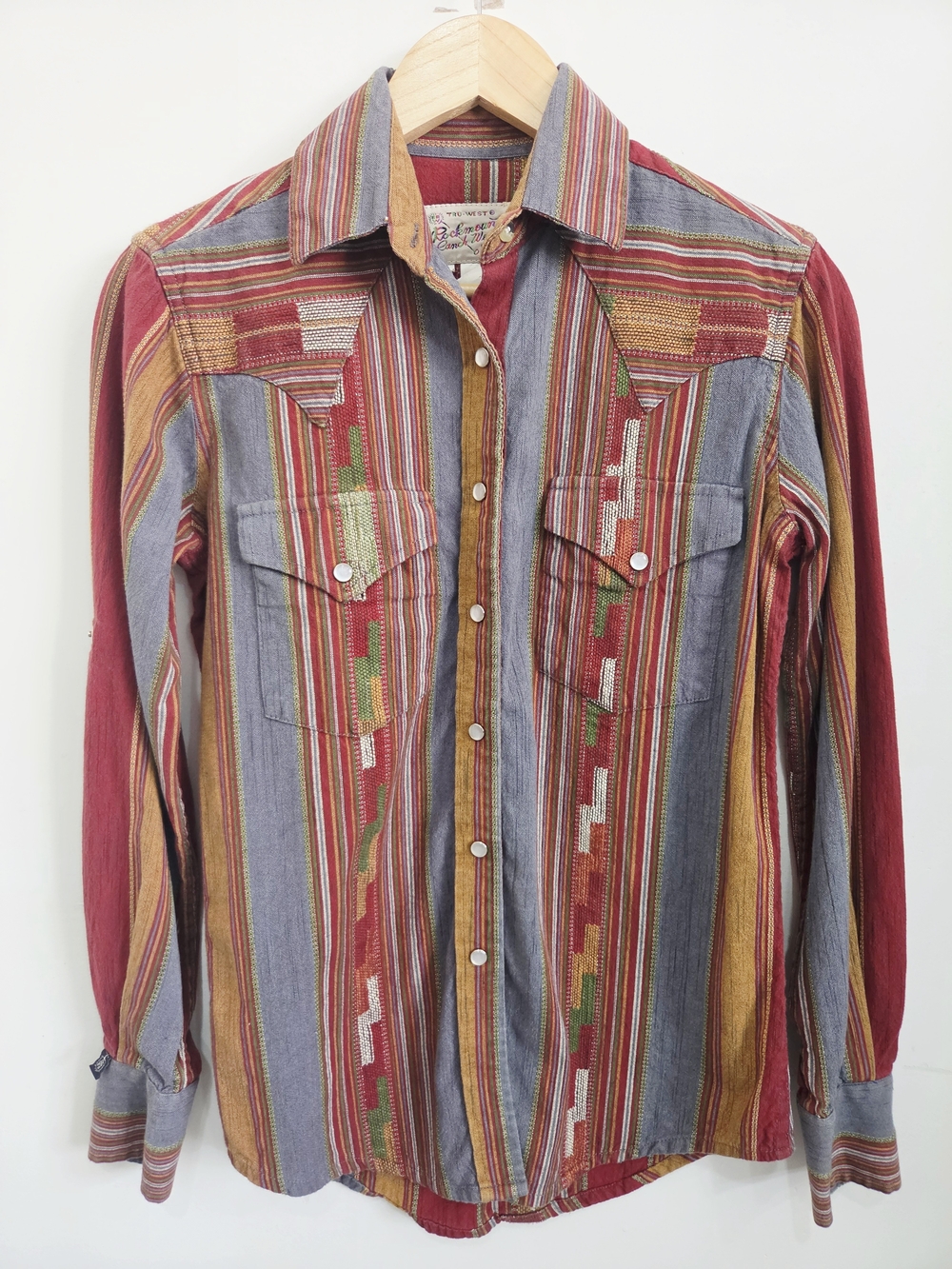 Women's Multicolor Striped Western Shirt Jacket